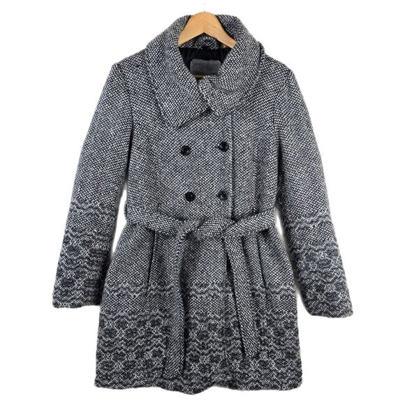 Vintage GUESS Los Angeles Wool Blend Tweed Double-Breasted Pea Coat Jacket Large - Picture 1 of 16